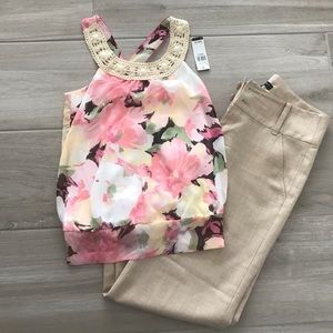 NWT BCX Floral Chiffon Sleevless Blouse